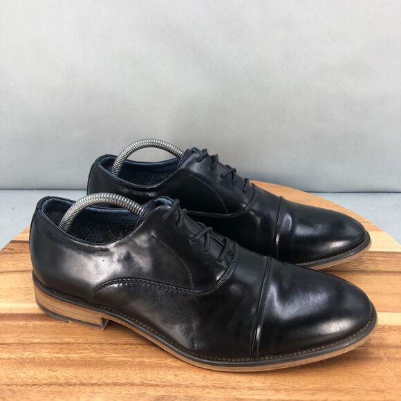 Bruno Marc Louis Cap Toe Oxford Dress Shoes Mens 9 Black Lace Up Comfort‎ - Picture 1 of 8